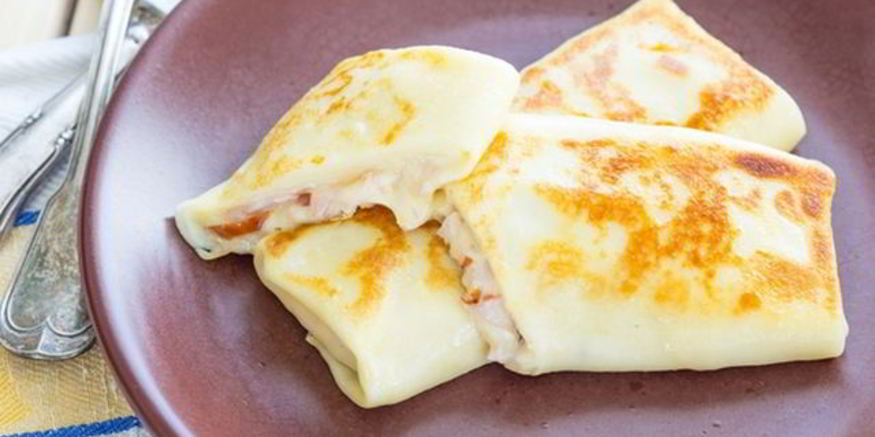 Рецепт конвертиков из блинов с ветчиной