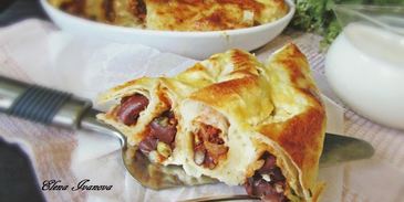 лаваш с фасолью и курицей