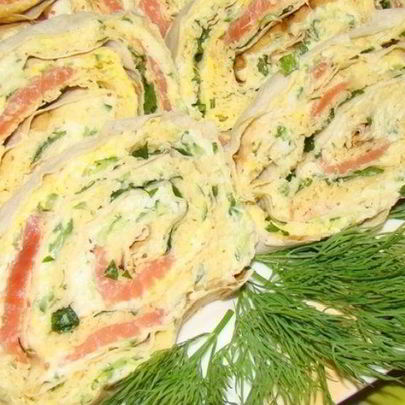 Лаваш с рыбой и плавленым сыром