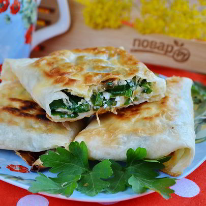 Лаваш с яйцом и шпинатом