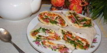 закуска из лаваша с корейской морковкой