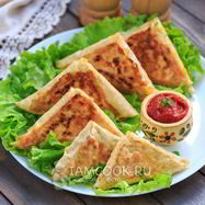 Рецепт Жареного лаваша с колбасой и сыром