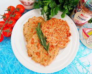 Творожно-овсяные лепешки с тунцом