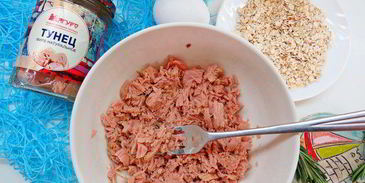 творожно-овсяные лепешки с тунцом