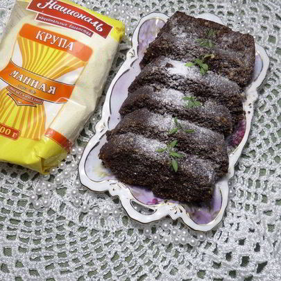 Постный шоколадный манник с миндалем