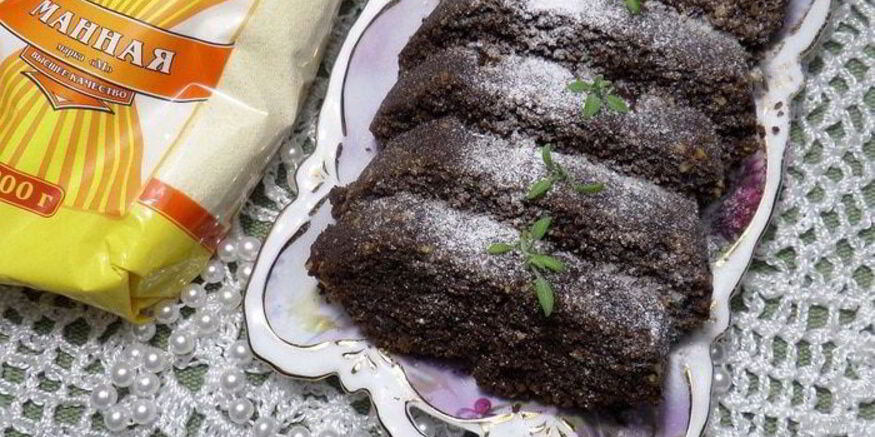 Рецепт постного шоколадного манника с миндалем