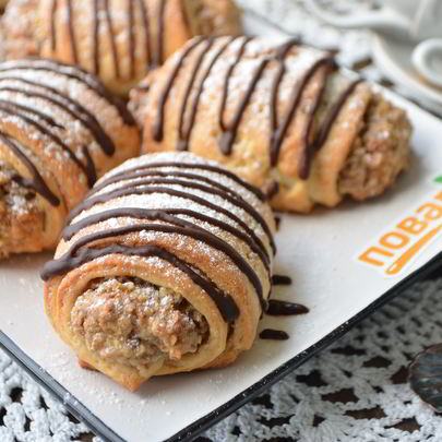 Ореховые рулетики из творожного теста