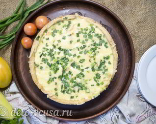 Открытый пирог с курицей и овощами