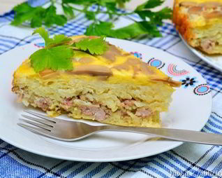 Пирог-перевёртыш с шампиньонами