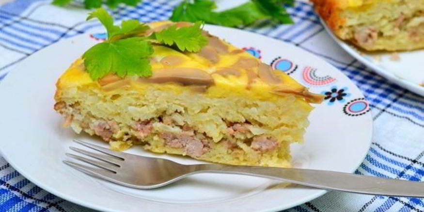 Рецепт пирога-перевёртыша с шампиньонами