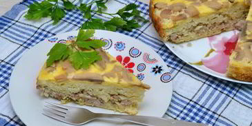 пирог-перевёртыш с шампиньонами