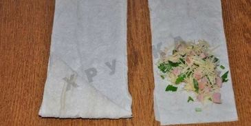 быстрые пирожки из лаваша с сыром и ветчиной