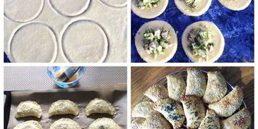 пирожки из сырного теста с капустой и вишней