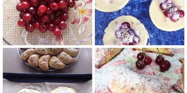 пирожки из сырного теста с капустой и вишней