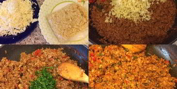 пирожки с мясом, булгуром и сулугуни