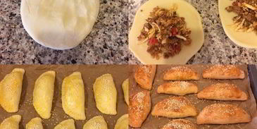 пирожки с мясом, булгуром и сулугуни