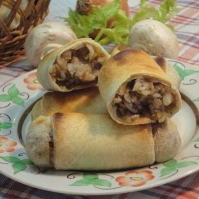 Постные пирожки с гречкой и грибами