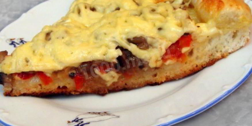 Рецепт грибной пиццы с сырным бортиком