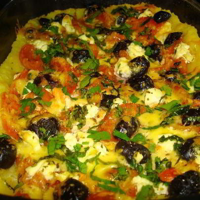 Пицца из картофеля с оливками