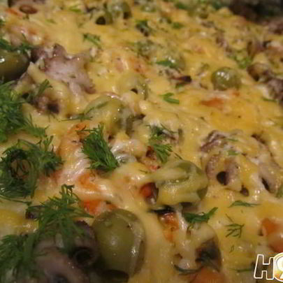 Пицца морские жители в сыре