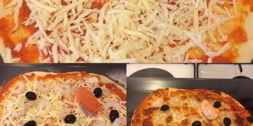 пицца с креветками и семгой