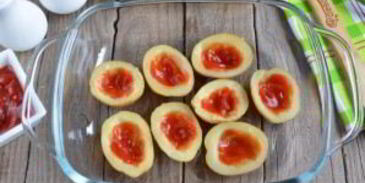 пицца в картофельных лодочках