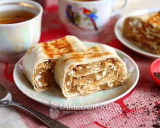 Ленивый штрудель из лаваша с яблоками
