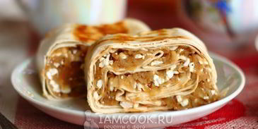 ленивый штрудель из лаваша с яблоками