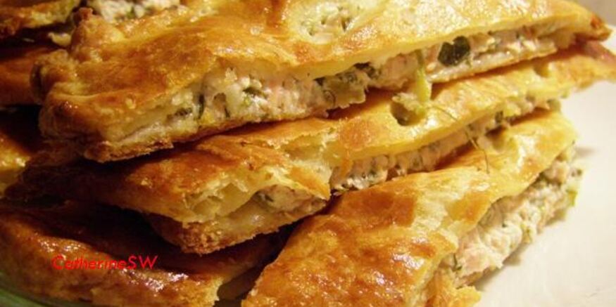 Рецепт штруделя иза творожного тест с лососема