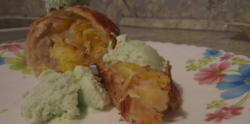 Рецепт штруделя с бананом и мандаринами