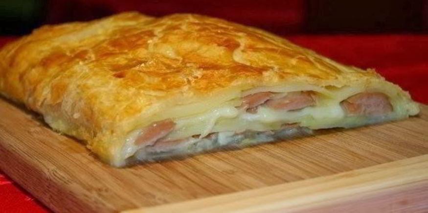Рецепт штруделя с картофелем и сосисками
