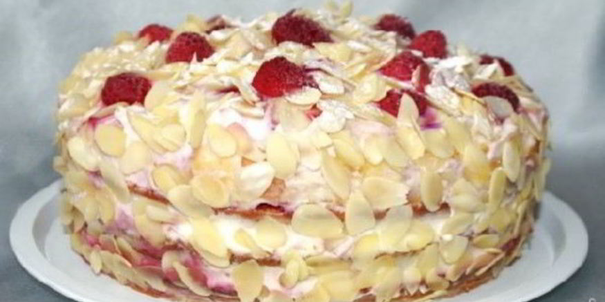 Рецепт малинова-персикового торт