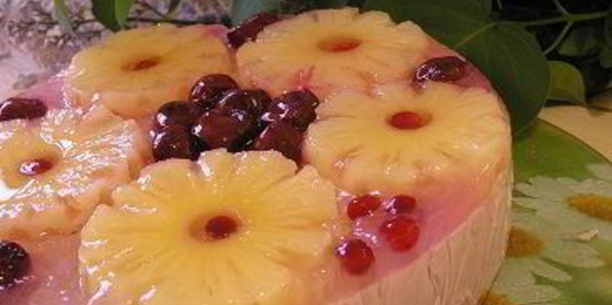 Рецепт творожного торта с вишней и ананасом