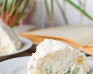 Творожный торт с желатином и фруктами