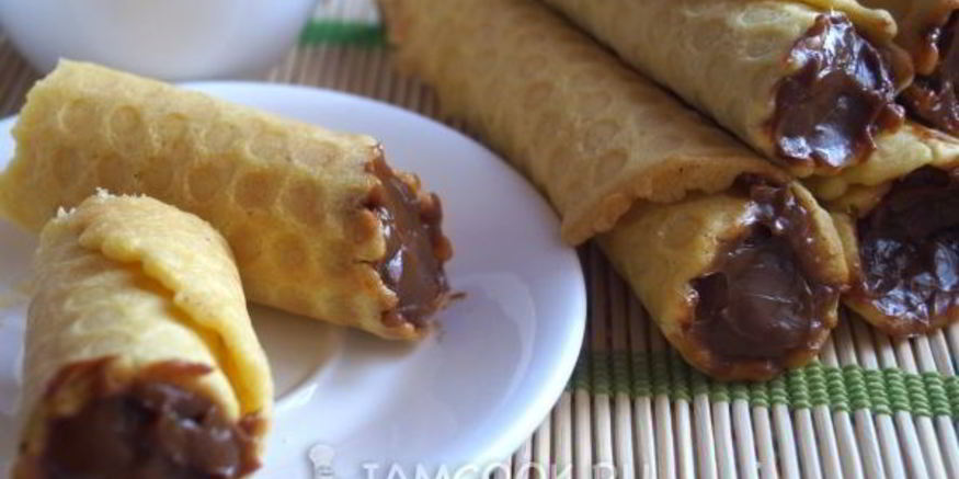 Рецепт вафельных трубочек со сгущенкой