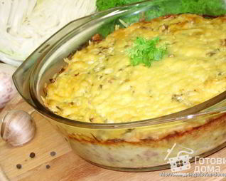 Капустная запеканка с фаршем