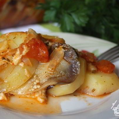 Картофельная запеканка с баклажанами