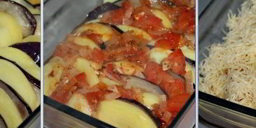 картофельная запеканка с баклажанами