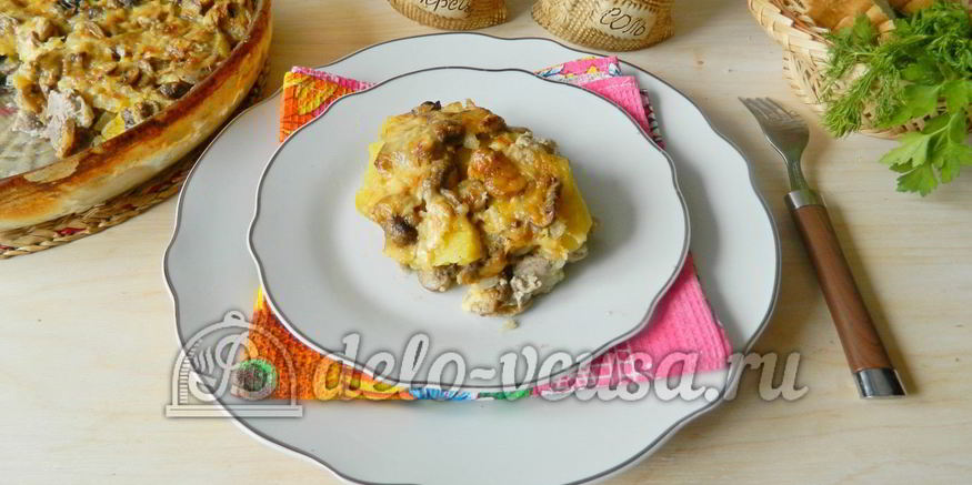 Рецепт картофельной запеканки с мясом и грибами