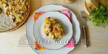 картофельная запеканка с мясом и грибами