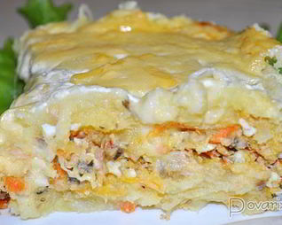 Картофельная запеканка с рыбными консервами