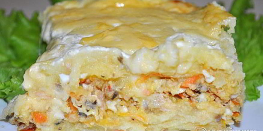 Рецепт картофельной запеканки с рыбными консервами