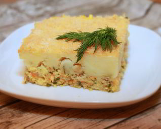 Рыбная запеканка с картофельным пюре