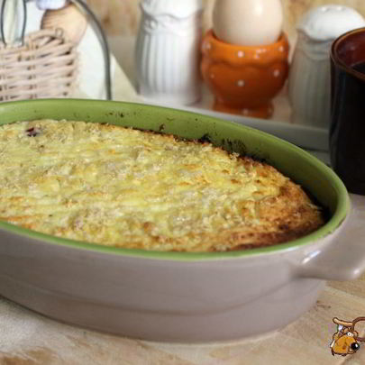 Творожная запеканка с овсяными хлопьями и вишней