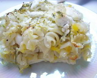 Запеканка из кабачка, феты и макарон