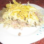 Рецепт Запеканки из спагетти с бараниной и грибами