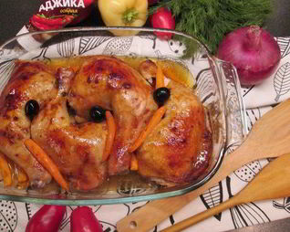 Курочка-гриль под маринадом из аджики