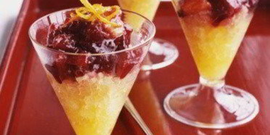 Рецепт апельсиноваи граниты с ягодныма джемома