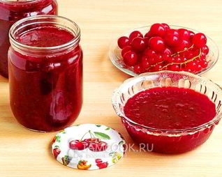 Джем из вишни и красной смородины