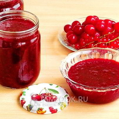 Джем из вишни и красной смородины